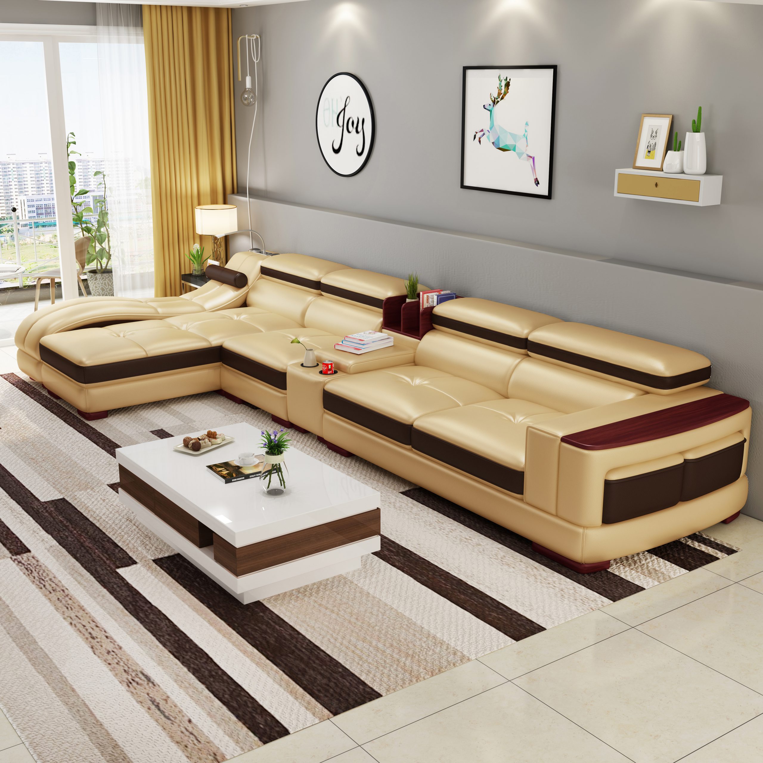 Elegant L-Shape Multi Functional Sofa - Joy Furniture