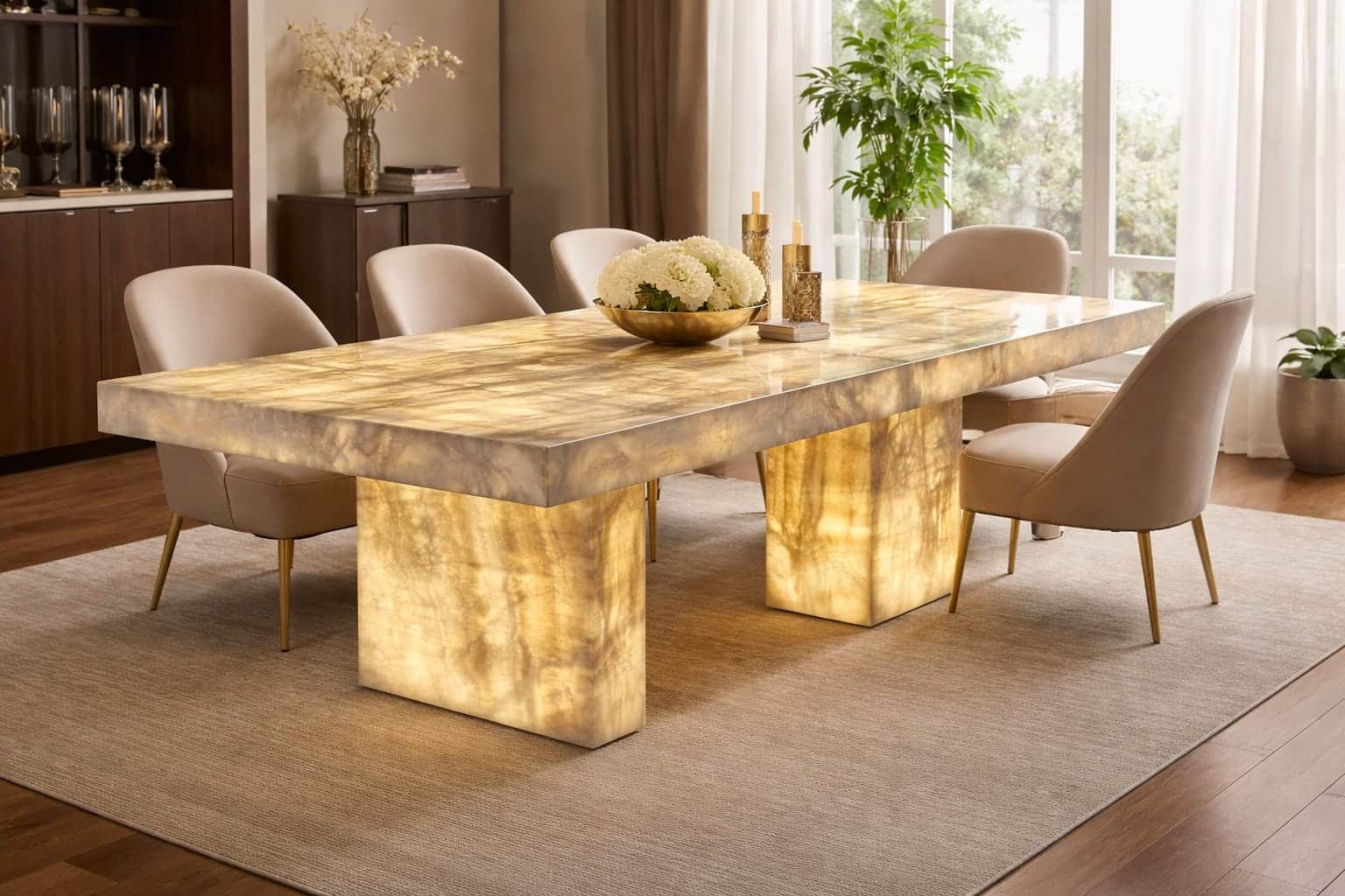 Illuminated Onyx Dining Table