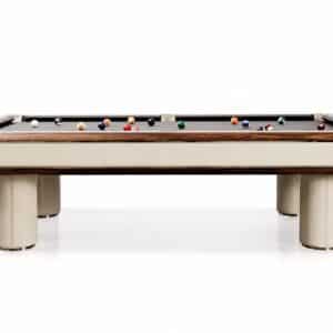Prestige Luxury Designer Pool Table – Black Gold Wood & Saddle Leather