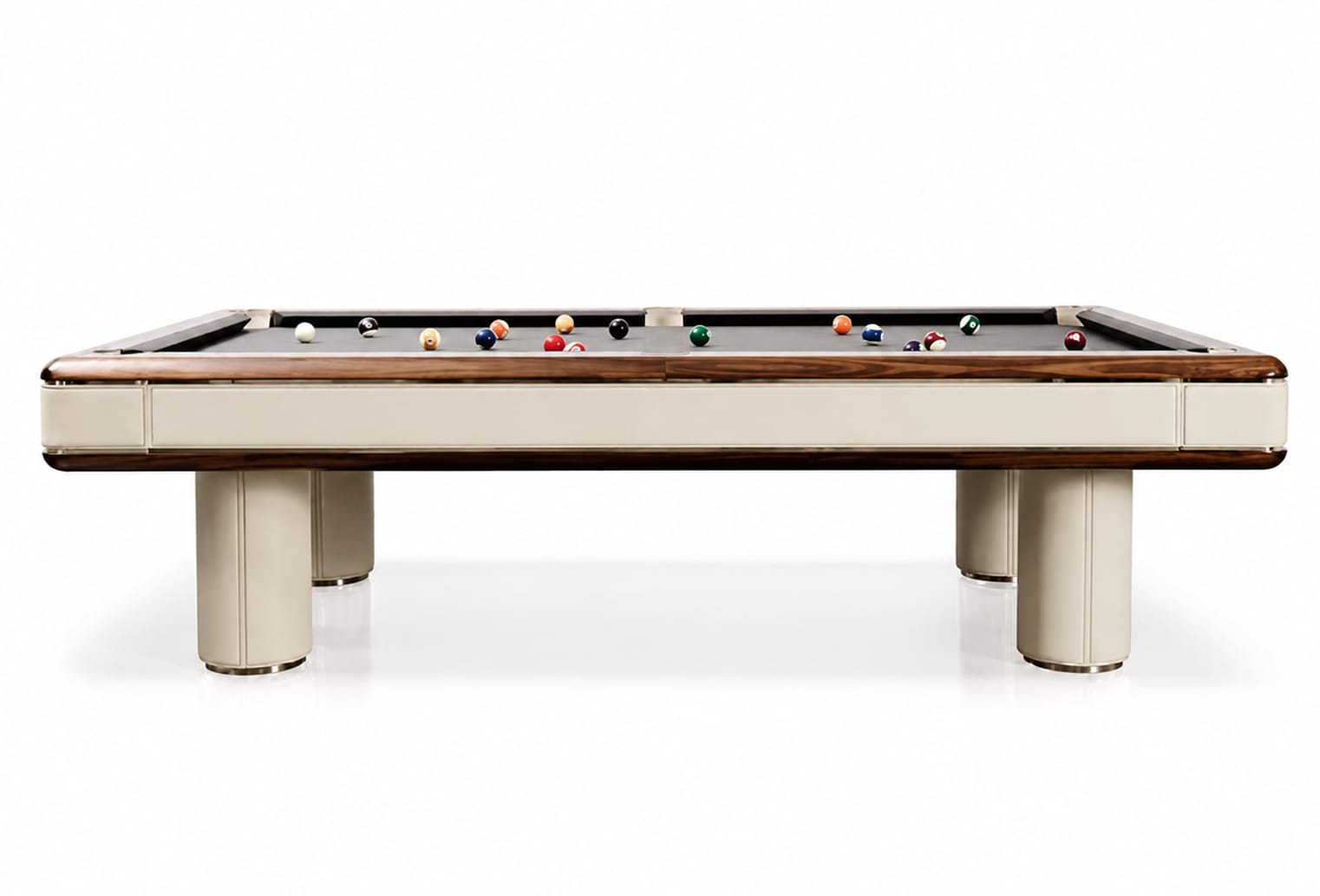 Prestige Luxury Designer Pool Table – Black Gold Wood & Saddle Leather